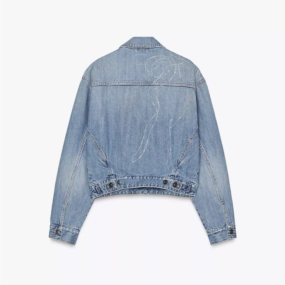 ZARA Denim Rhinestone Jacket - Picture 5 of 11